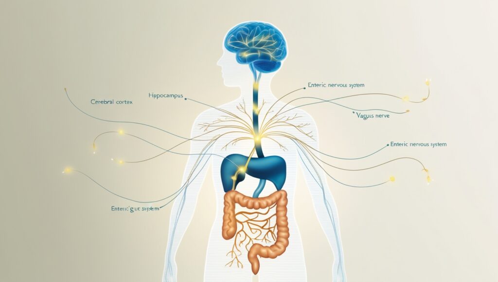 Illustration of gut-brain connection showing impact on stomach health